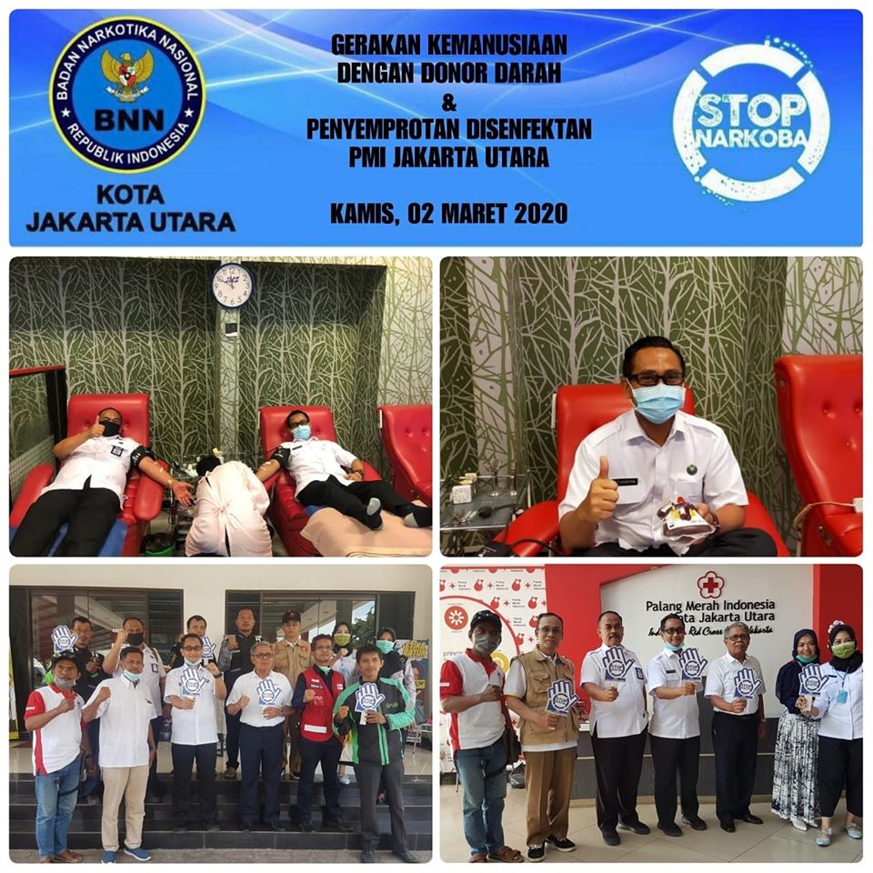 BNN Kota Jakarta Utara melaksanakan Gerakan kemanusiaan peduli sesama dengan Donor Darah di Kantor PMI Kota Jakarta Utara. BNN Kota Jakarta Utara melaksanakan Gerakan kemanusiaan peduli sesama dengan Donor Darah di Kantor PMI Kota Jakarta Utara.