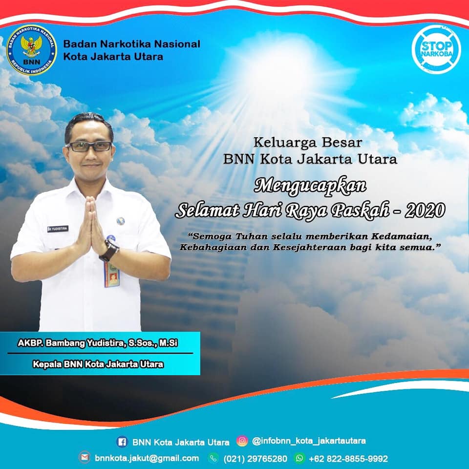 Keluarga Besar BNN Kota Jakarta Utara mengucapkan, Selamat Hari Raya Paskah Keluarga Besar BNN Kota Jakarta Utara mengucapkan, Selamat Hari Raya Paskah