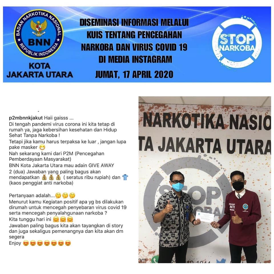 Diseminasi Informasi Melalui Kuis Tentang Pencegahan Narkoba dan Virus Covid-19 Melalui Media Instagram Diseminasi Informasi Melalui Kuis Tentang Pencegahan Narkoba dan Virus Covid-19 Melalui Media Instagram