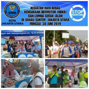 Kegiatan Hari Bebas Kendaraan Bermotor (HBKB) dan Lomba Gerak Jalan di Danau Sunter Selatan, Jakarta Utara Minggu, 30 Juni 2019
