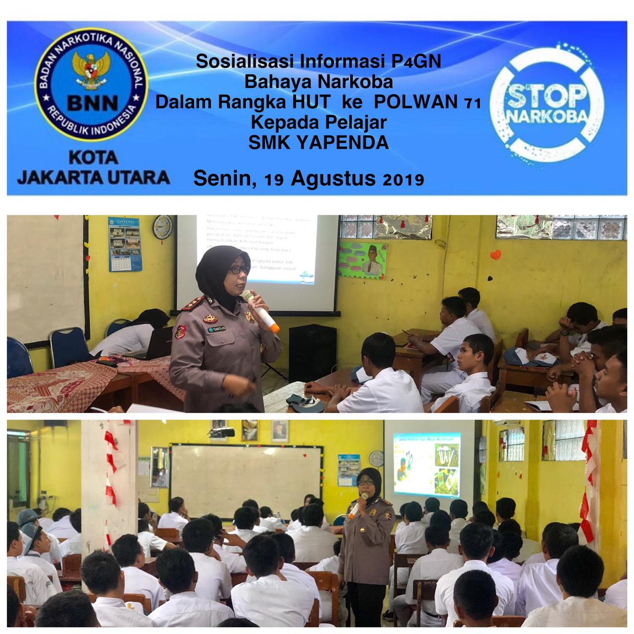 Sosialisasi informasi P4GN dalam rangka HUT Polisi Wanita ke - 71 Di SMK Yapenda Sosialisasi informasi P4GN dalam rangka HUT Polisi Wanita ke - 71 Di SMK Yapenda