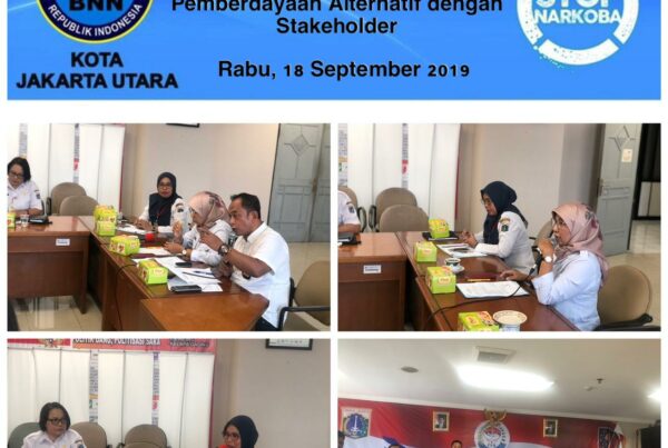 Rapat Bimbingan Teknis Dalam Rangka Sinergitas Program Pemberdayaan Alternatif Dengan Suku Dinas Kota Administrasi Jakarta Utara (Stakeholder) sebagai upaya mengalihkan maraknya peredaran narkoba. Dan membantu perekonomian sosial pada RW 012 Kp Muara Bahari.
