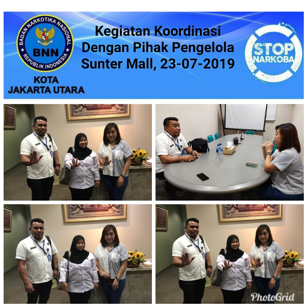 Kegiatan koordinasi BNN Kota Jakarta Utara dengan Pihak pengelola Sunter Mall Kegiatan koordinasi BNN Kota Jakarta Utara dengan Pihak pengelola Sunter Mall