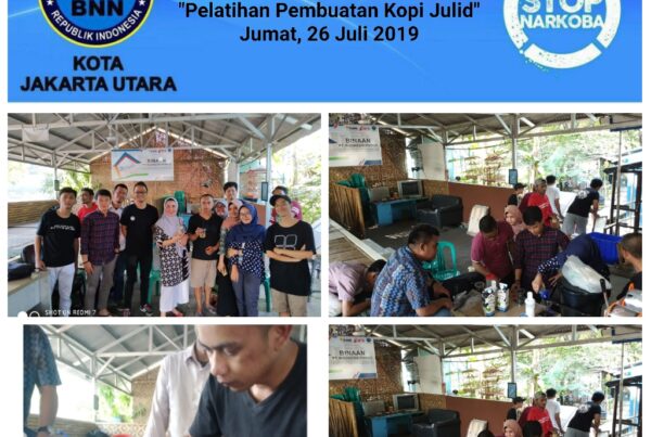 Seminar Pengembangan Diri Pasca Rehabilitasi "Pelatihan Pembuatan Kopi " di Rumah Kreatif dan Inovatif Posko P4GN Kp.Muara Bahari