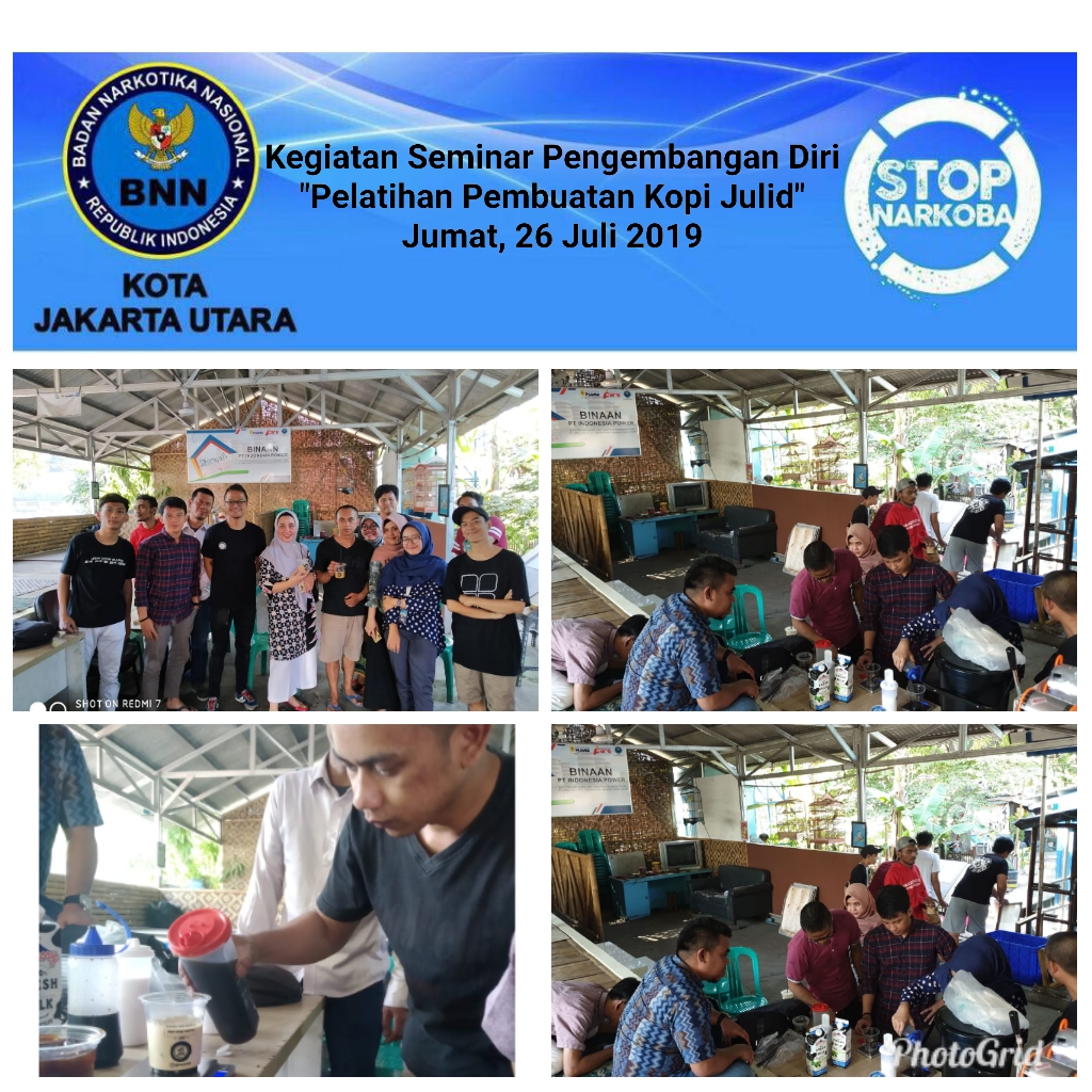 Seminar Pengembangan Diri Pasca Rehabilitasi "Pelatihan Pembuatan Kopi " di Rumah Kreatif dan Inovatif Posko P4GN Kp.Muara Bahari