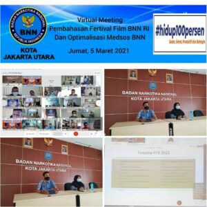 Virual Meeting Pembahasan Fertival Film BNN RI dan Optimalisasi Media Sosial dan Anev
