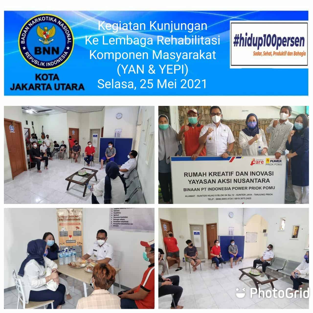 Kegiatan kunjungan ke Lembaga Rehabilitasi Komponen Masyarakat binaan BNN Kota Jakarta Utara (YAN dan YEPI)