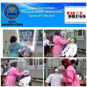 Pelaksanaan Tes Rapid Antigen seluruh Pegawai BNN Kota Jakarta Utara dan PKL