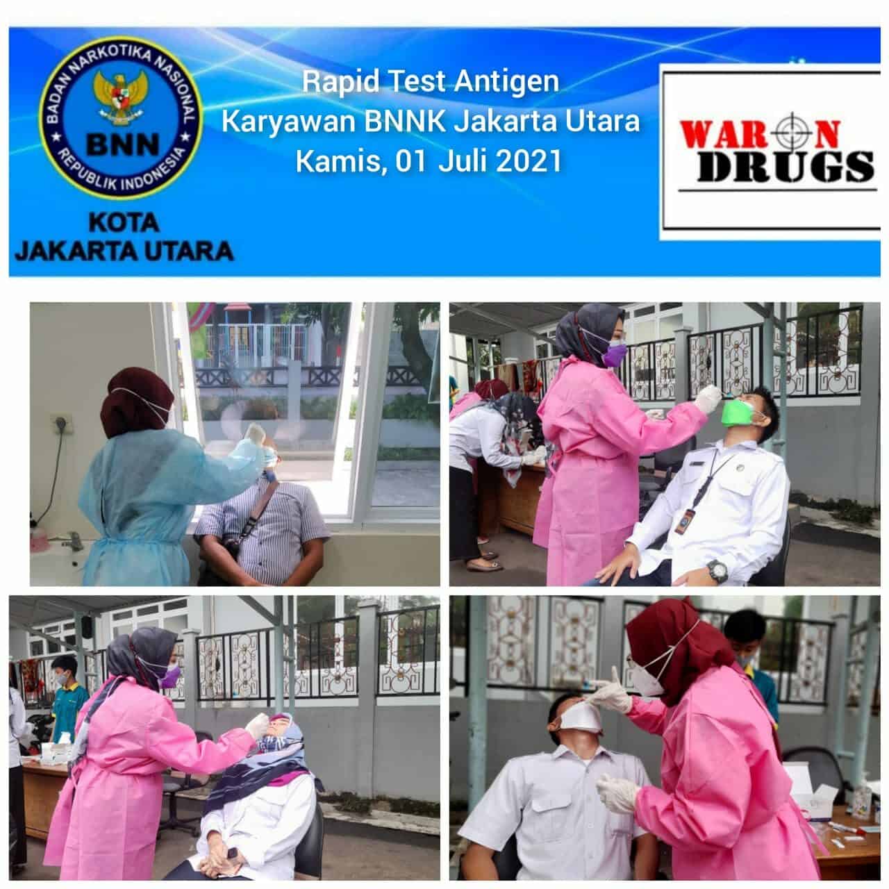 Pelaksanaan Tes Rapid Antigen seluruh Pegawai BNN Kota Jakarta Utara dan PKL Pelaksanaan Tes Rapid Antigen seluruh Pegawai BNN Kota Jakarta Utara dan PKL
