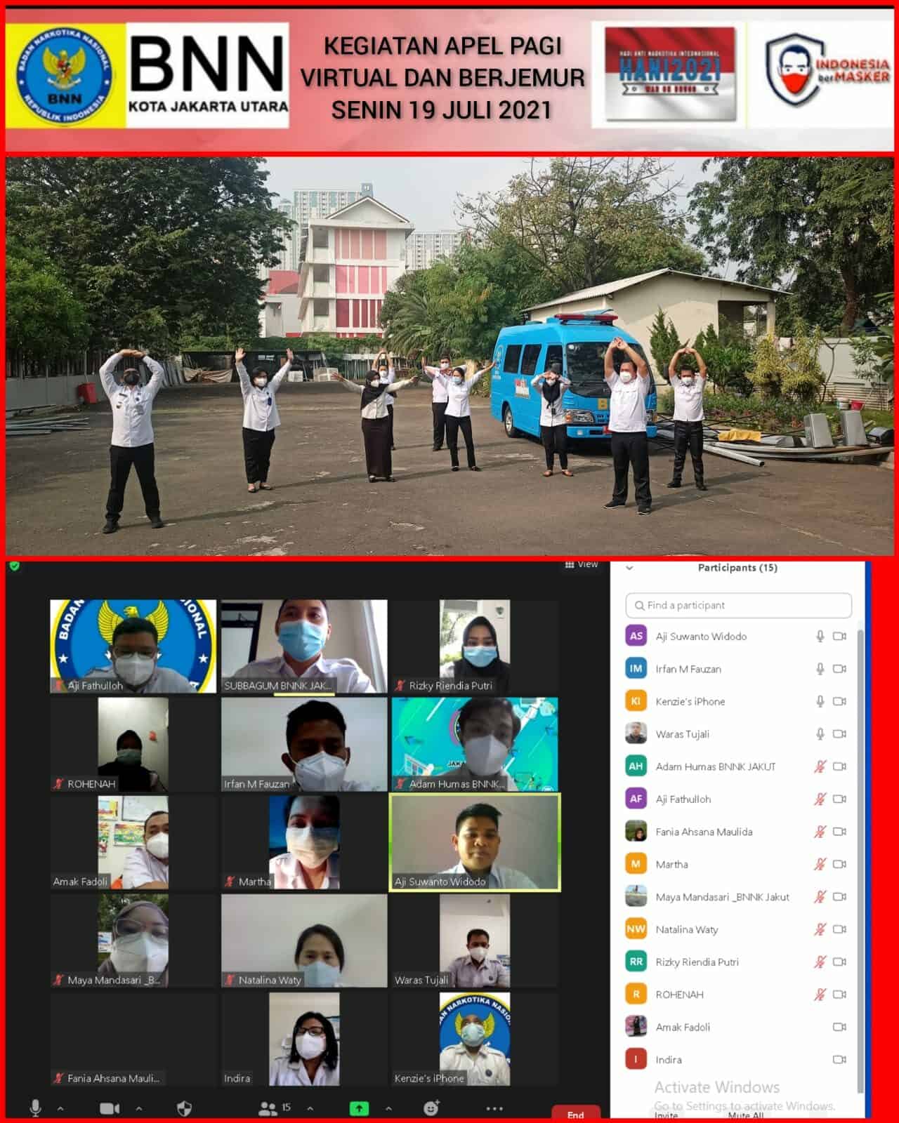 Apel Pagi Virtual BNN Kota Jakarta Utara ,dan Kegiatan Berjemur Pagi Apel Pagi Virtual BNN Kota Jakarta Utara ,dan Kegiatan Berjemur Pagi