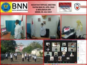 ViConRapim BNN RI dan Apel Pagi Virtual BNN Kota Jakarta Utara serta Kegiatan Berjemur Diri