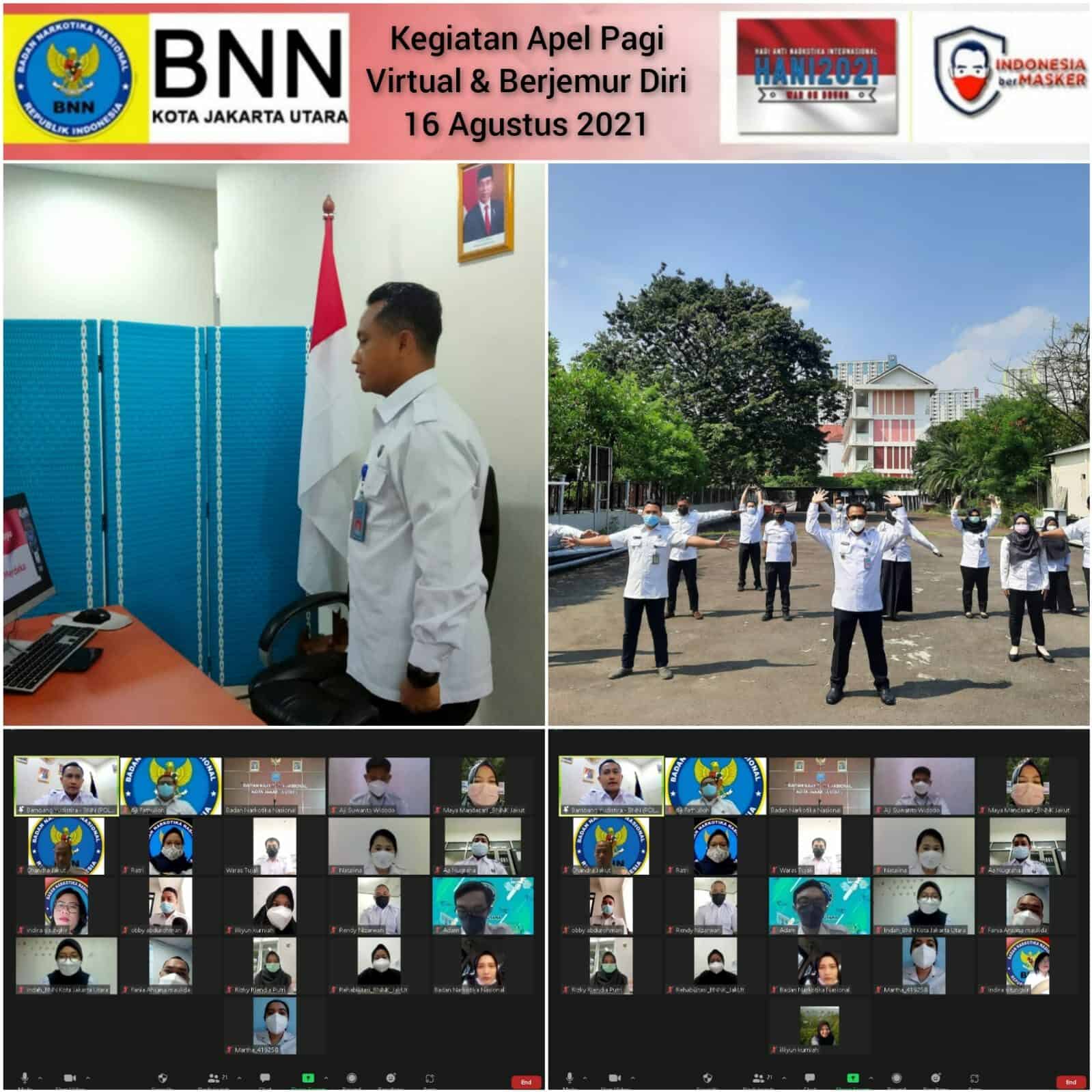 Virtual Conference Apel Pagi BNN Kota Jakarta Utara ,dan Kegiatan Berjemur Diri Virtual Conference Apel Pagi BNN Kota Jakarta Utara ,dan Kegiatan Berjemur Diri