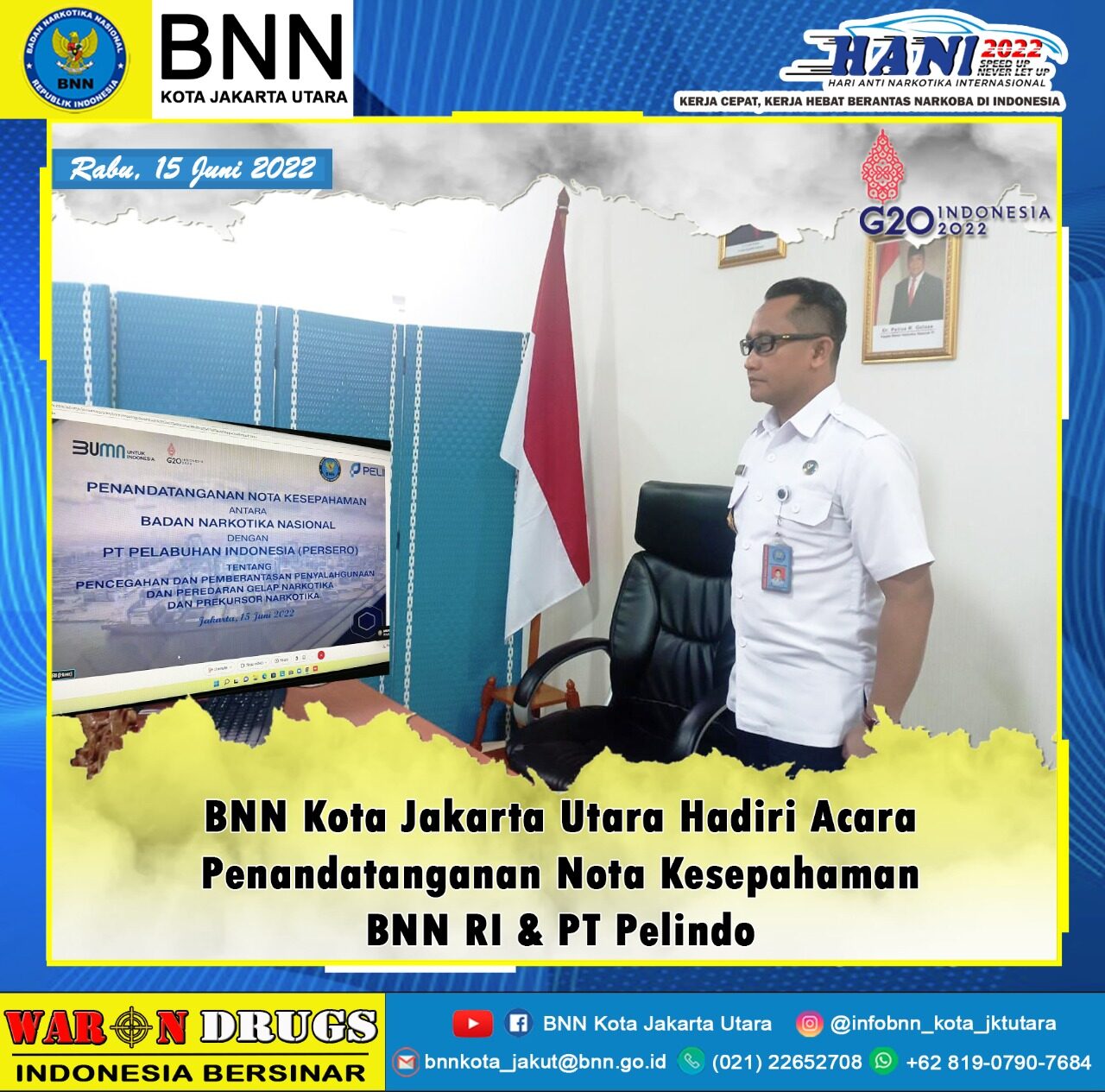 BNN Kota Jakarta Utara Hadiri Acara Penandatanganan Nota Kesepahaman antara BNN RI dengan PT. Pelabuhan Indonesia (Persero) Konsep Otomatis