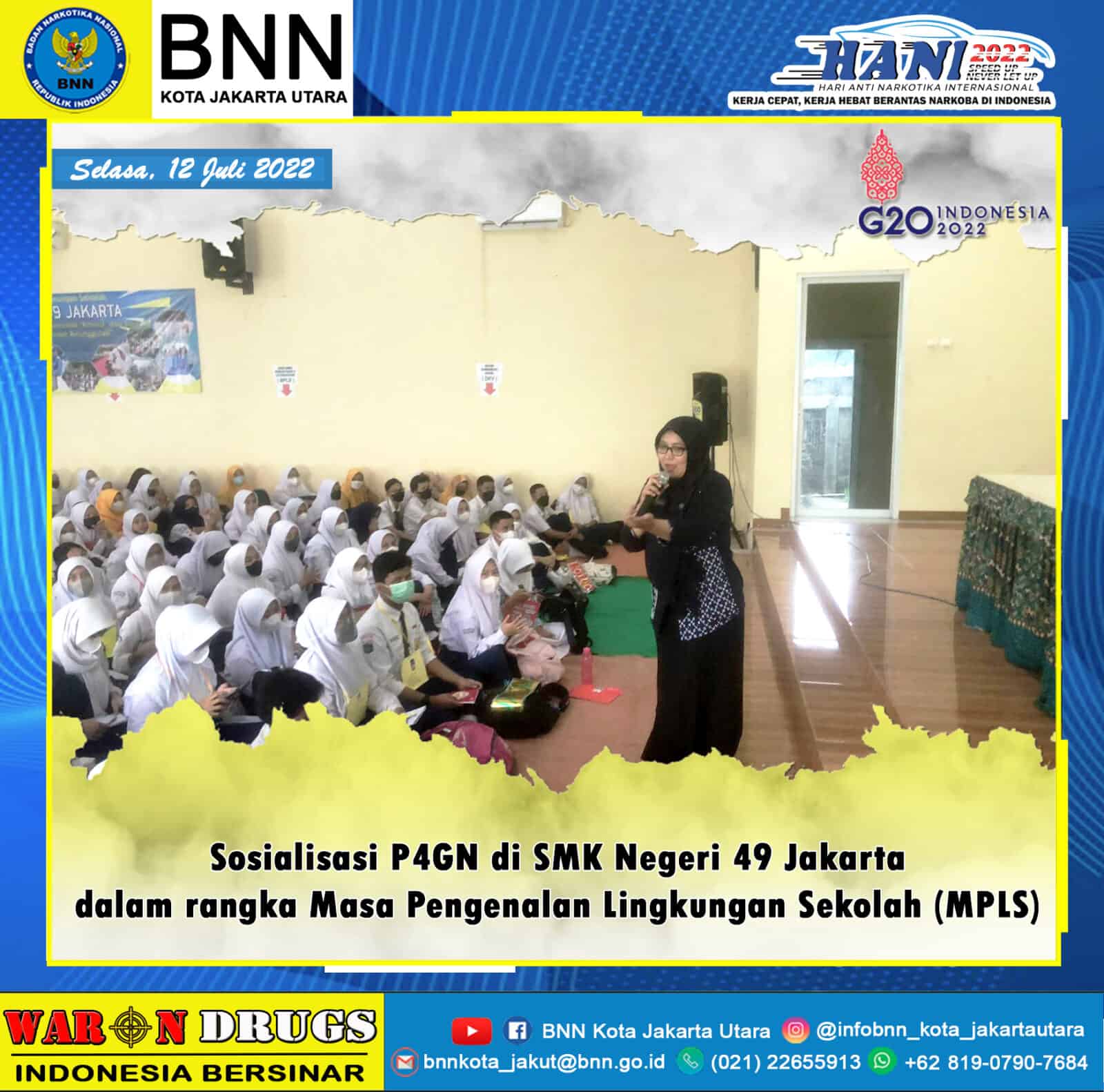 Sosialisasi P4GN di SMK Negeri 49 Jakarta dalam rangka Masa Pengenalan Lingkungan Sekolah Konsep Otomatis