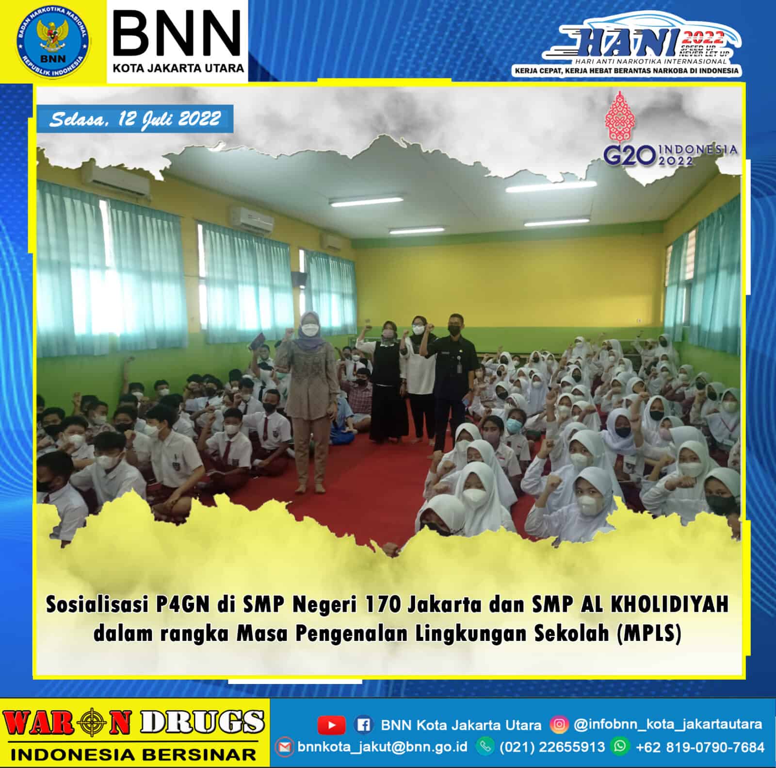 216 Pelajar SMP Negeri 170 dan SMP Al - Kholidiyah mendapat Sosialisasi P4GN Konsep Otomatis