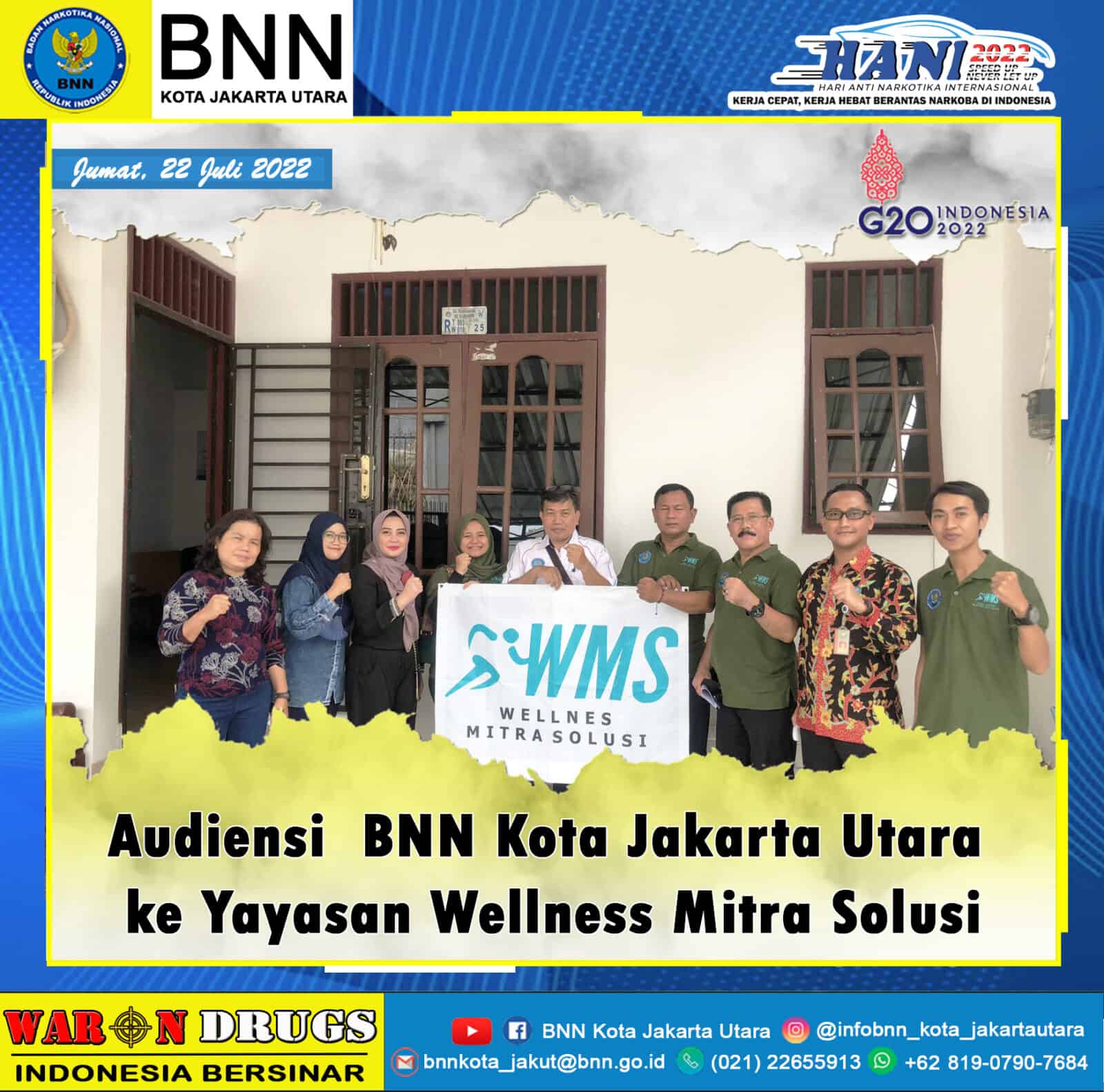 Tingkatkan sinergitas dengan Stakeholders BNN Kota Jakarta Utara Lakukan Audiensi ke Yayasan Wellness Mitra Solusi Konsep Otomatis