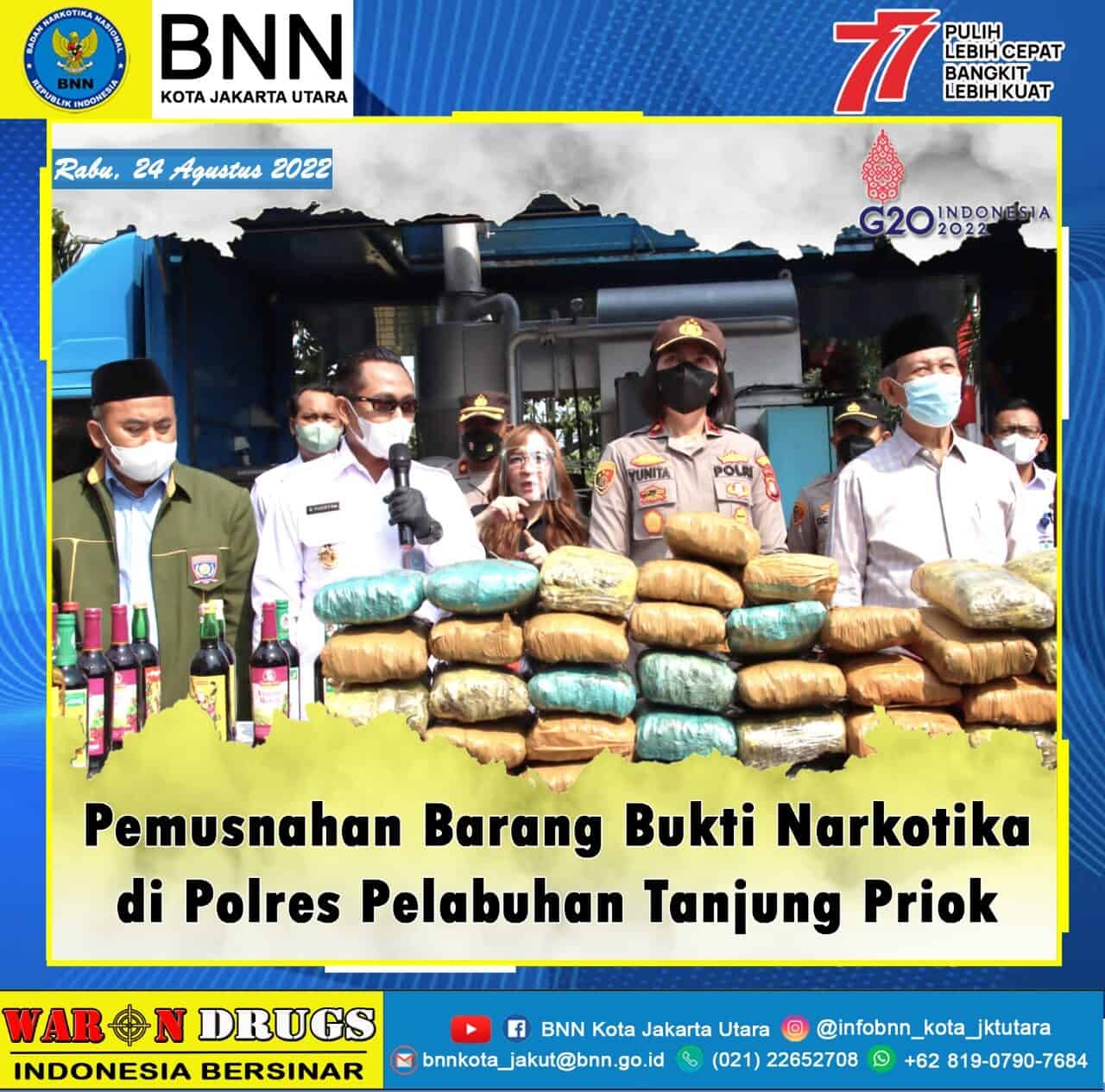 Kepala BNN Kota Jakarta Utara apresiasi keseriusan jajaran Polres Pelabuhan Tanjung Priok dalam tindak pidana penyalahgunaan Narkotika Konsep Otomatis