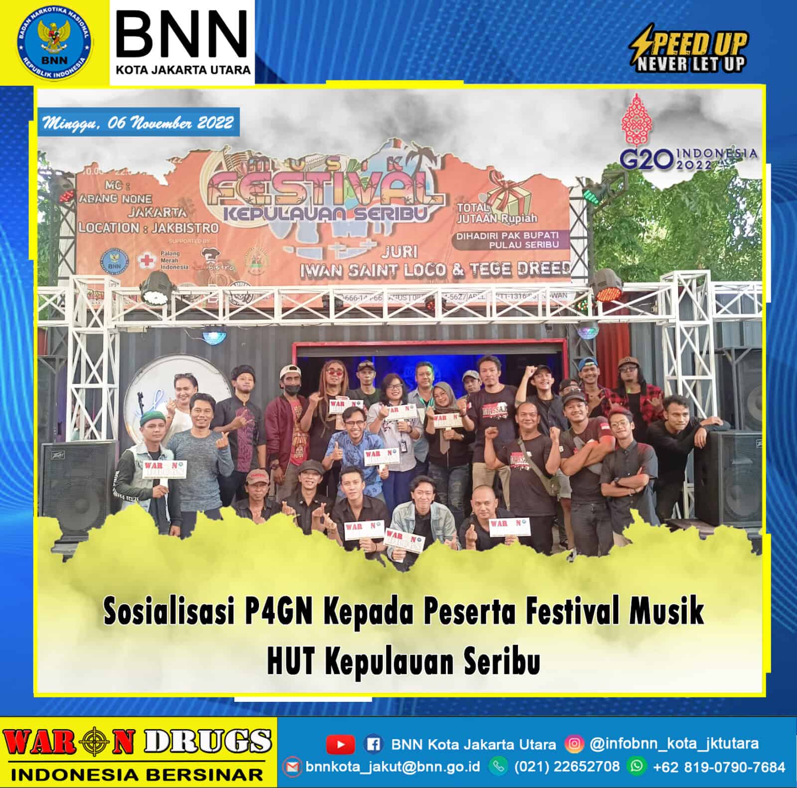 Sosialisasi Pencegahan Pemberantasan Penyalahgunaan dan Peredaran Gelap Narkotika (P4GN) di acara Festival Musik Hari Ulang Tahun (HUT) Kepulauan Seribu Sosialisasi Pencegahan Pemberantasan Penyalahgunaan dan Peredaran Gelap Narkotika (P4GN) di acara Festival Musik Hari Ulang Tahun (HUT) Kepulauan Seribu