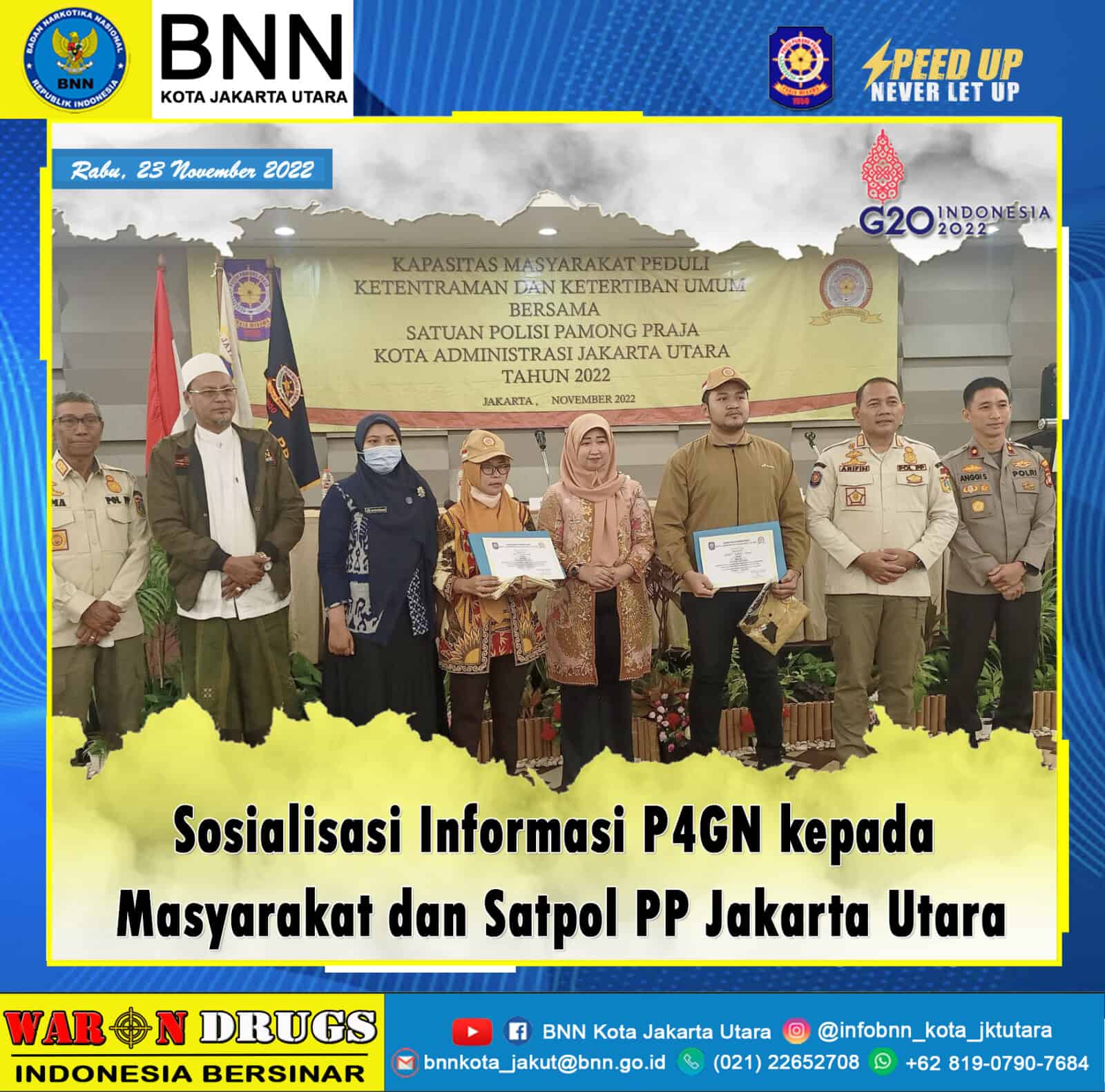 Kapasitas Masyarakat Peduli Ketentraman dan Ketertiban Umum BNN Kota Jakarta Utara melalui seksi P2M bekerja sama dengan Satuan Polisi Pamong Praja (Satpol PP) kota Administrasi Jakarta Utara