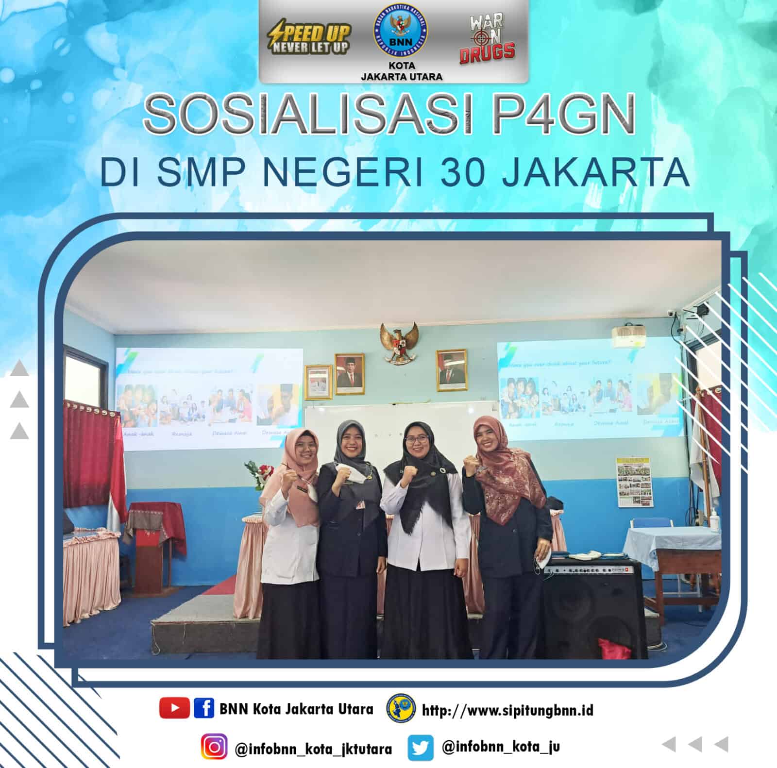 BNN Kota Jakarta Utara lakukan sosialisasi bahaya penyalahgunaan Narkoba di Sekolah Menengah Pertama Negeri (SMPN) 30 Jakarta Konsep Otomatis