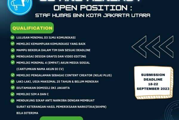 📌WE ARE HIRING❗🔊 OPEN POSITION : STAF HUMAS BNN KOTA JAKARTA UTARA