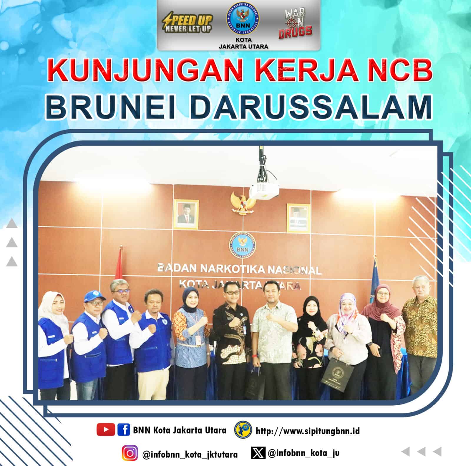 Kepala BNN Kota Jakarta Utara, Kombes Pol. Bambang Yudistira, S.Sos., M.Si., didampingi Ketua Tim Rehabilitasi, dr. Novianti Purnamasari, MKM., beserta staf Menerima kunjungan kerja Narcotics Control Bureau (NCB) Brunei Darussalam epala BNN Kota Jakarta Utara, Kombes Pol. Bambang Yudistira, S.Sos., M.Si., didampingi Ketua Tim Rehabilitasi, dr. Novianti Purnamasari, MKM., beserta staf Menerima kunjungan kerja Narcotics Control Bureau (NCB) Brunei Darussalam