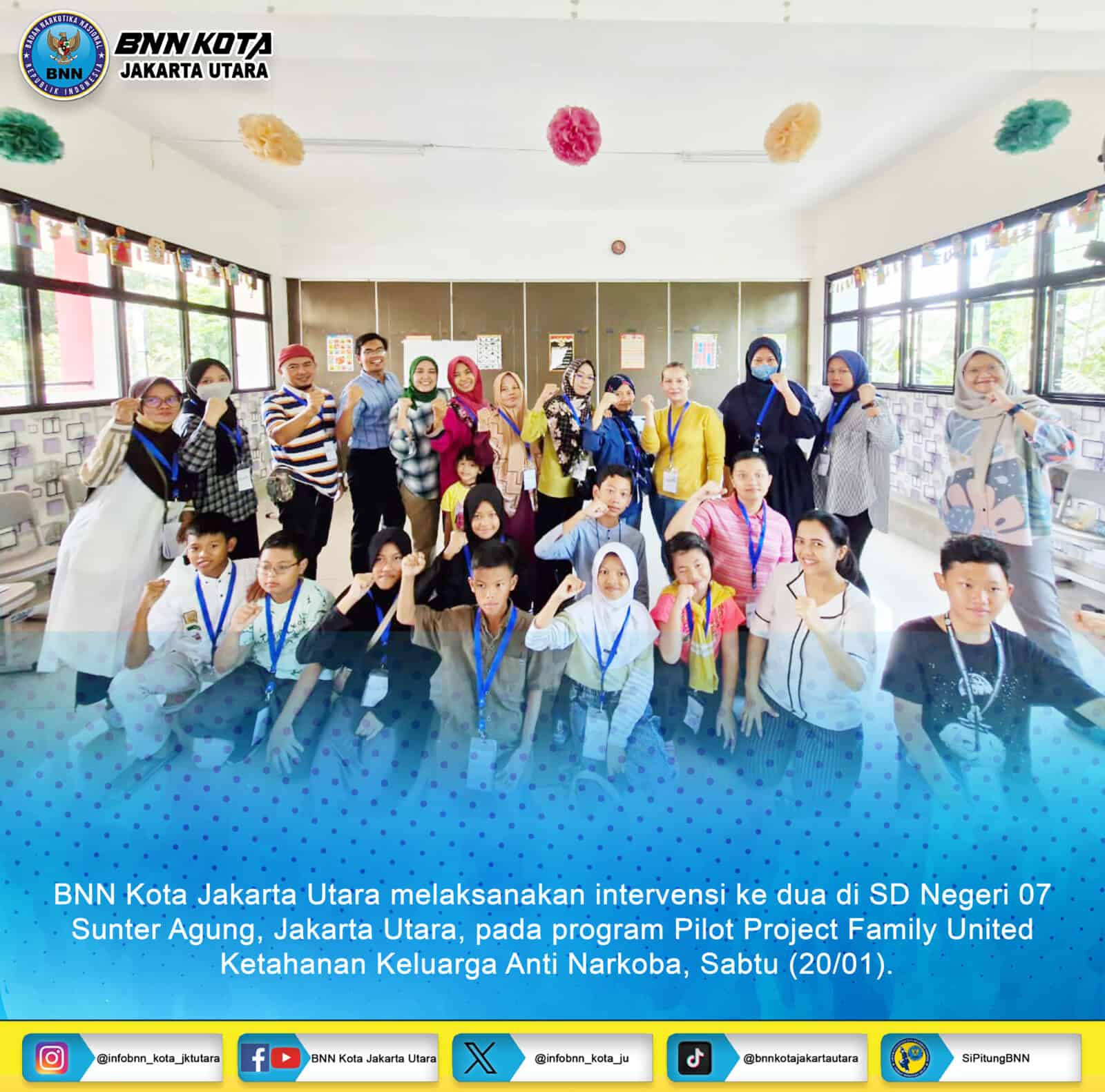 Intervensi ke dua di SD Negeri 07 Sunter Agung, Jakarta Utara, pada program Pilot Project Family United Ketahanan Keluarga Anti Narkoba Konsep Otomatis