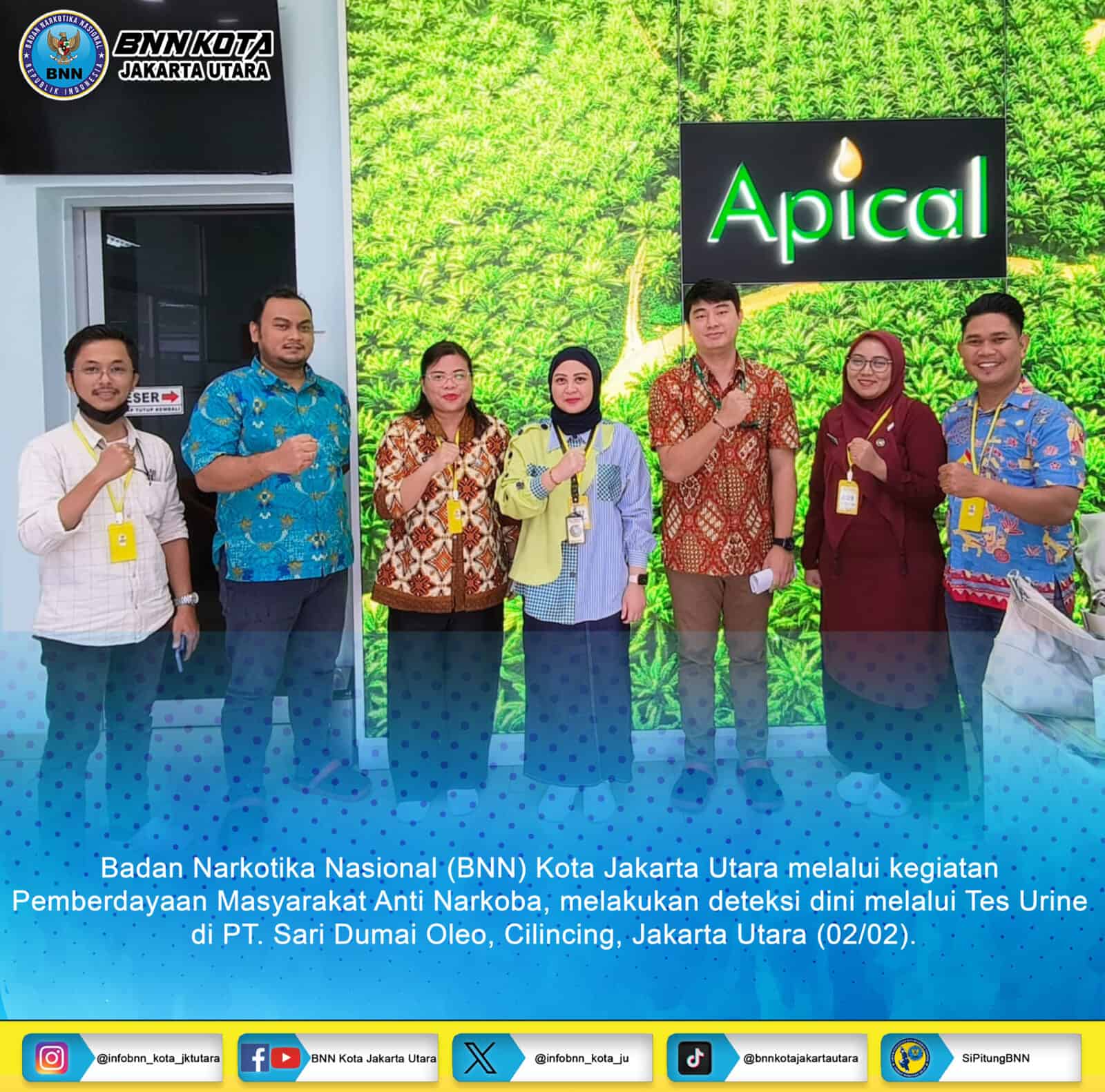 DETEKSI DINI NARKOBA MELALUI TES URINE DI PT. SARI DUMAI OLEO, CILINCING, JAKARTA UTARA DETEKSI DINI NARKOBA MELALUI TES URINE DI PT.