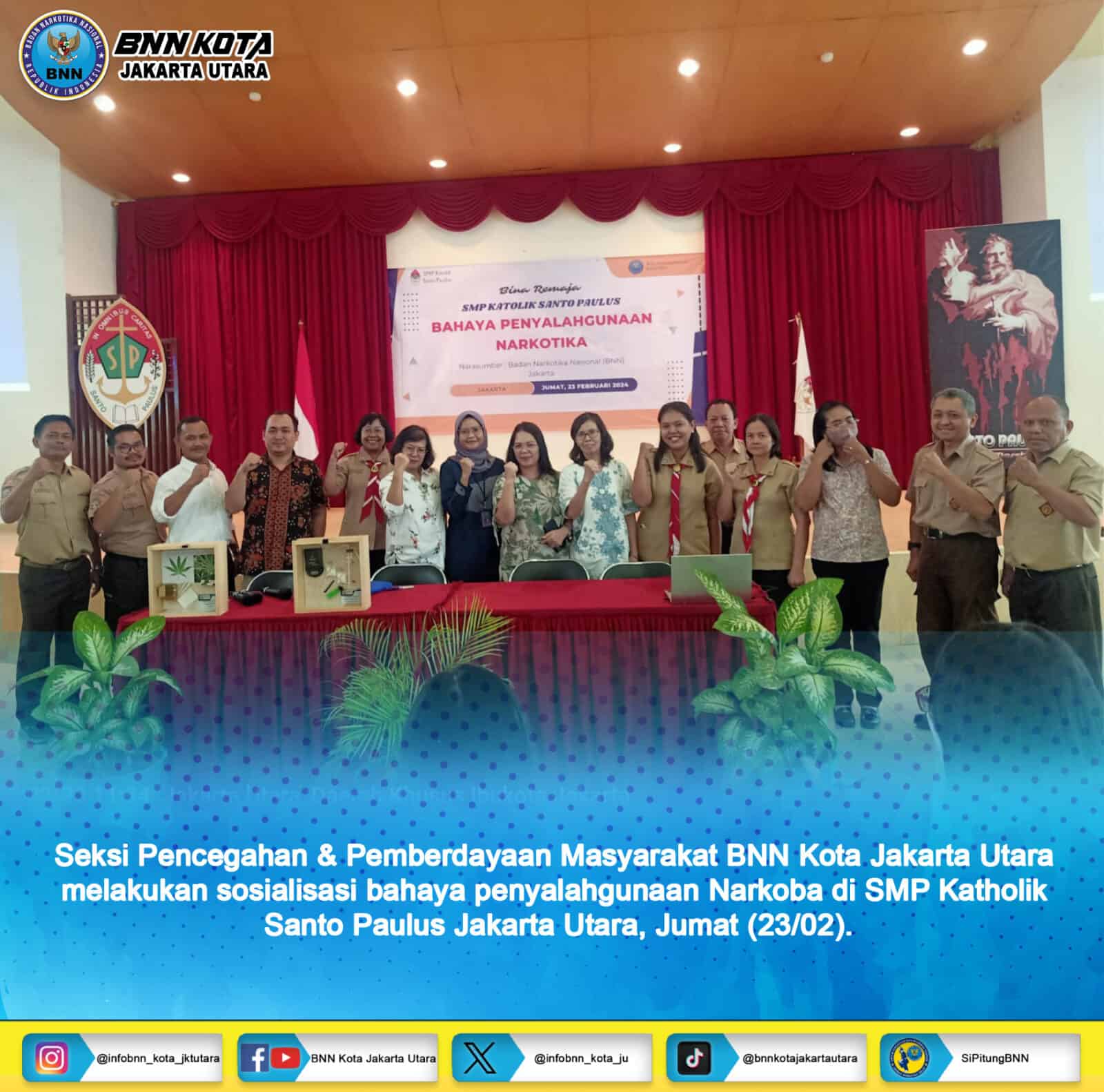Sosialisasi bahaya penyalahgunaan Narkoba di SMP Katholik Santo Paulus Sosialisasi bahaya penyalahgunaan Narkoba di SMP Katholik Santo Paulus