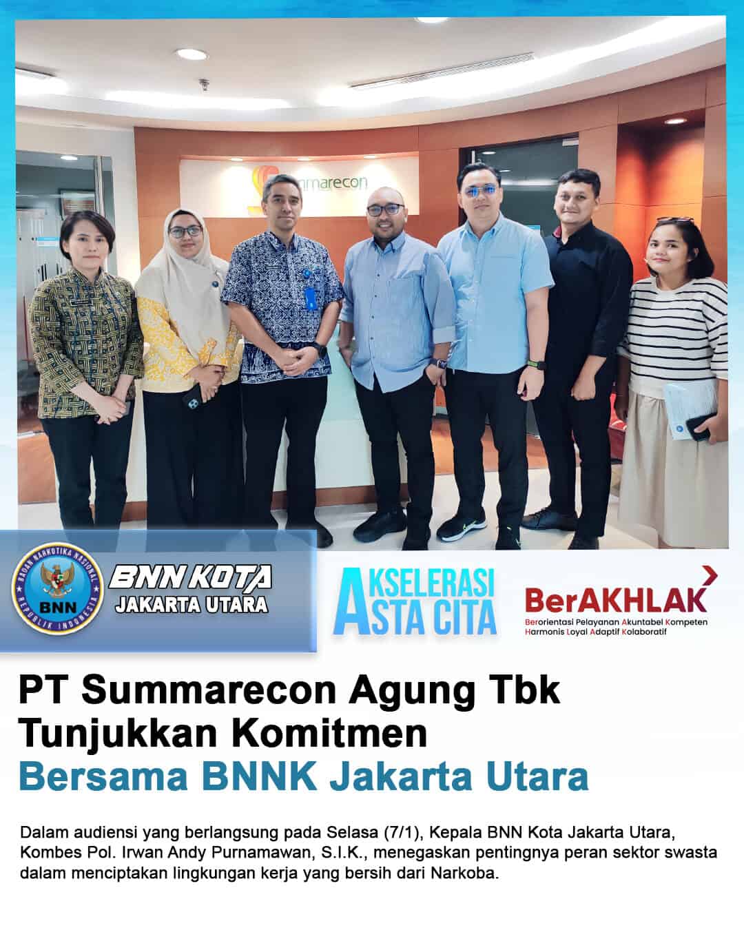 PT Summarecon Agung Tbk Tunjukkan Komitmen Bersama BNNK Jakarta Utara PT Summarecon Agung Tbk Tunjukkan Komitmen Bersama BNNK Jakarta Utara